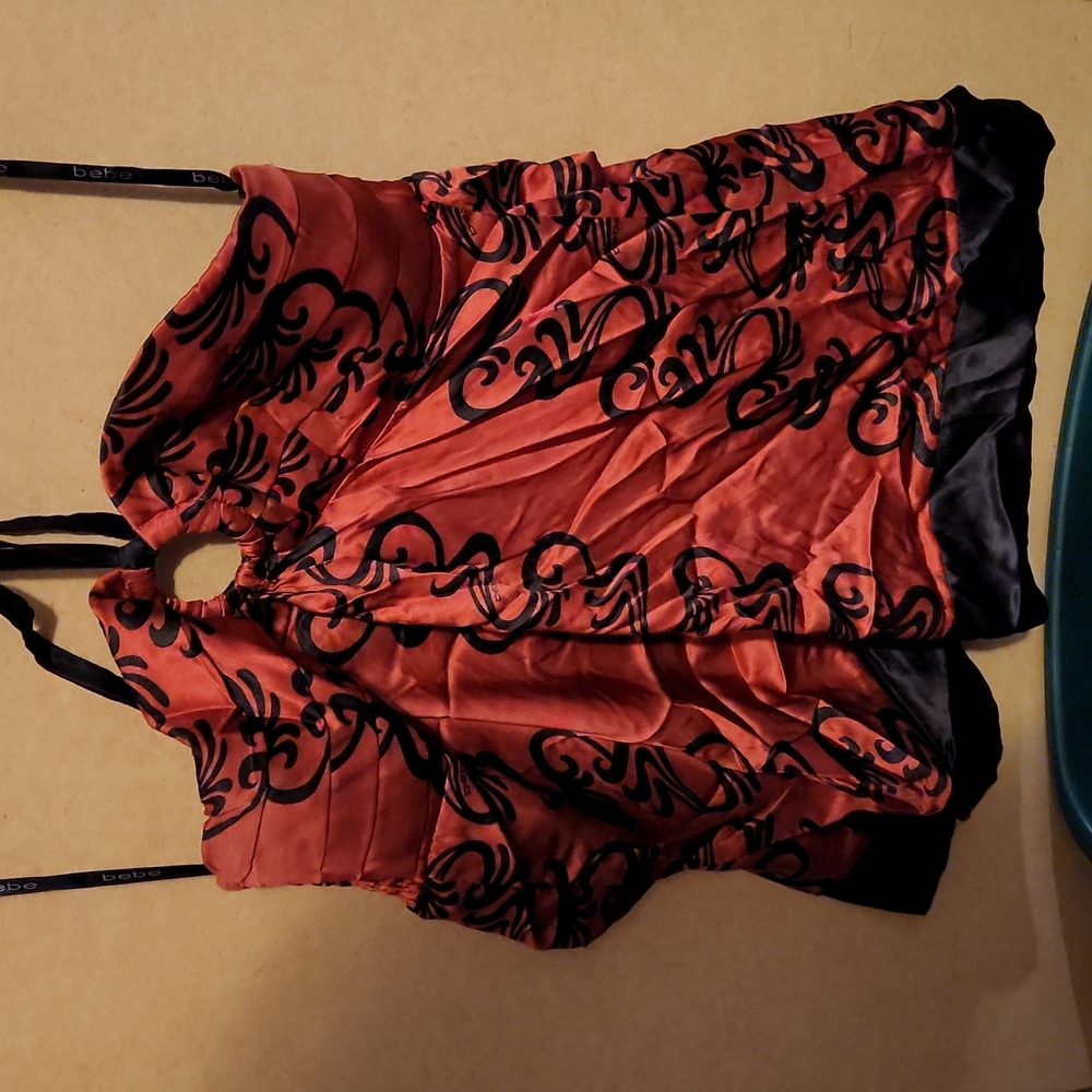 Bebe Pink And Black Halter Top